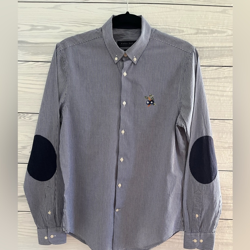 Zara Man Plaid Long Sleeve Blueberry M